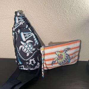Vera Bradley Beach Sea Turtle Sling Tote and Wristlet